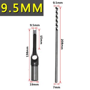 Mũi khoan đục lỗ vuông tạo mộng gỗ 9.5 - 12.mm thép cao cấp độ bền vượt trội