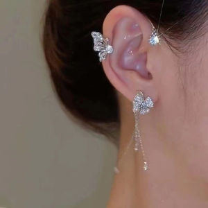 Minwen 1 Pcs New Snowflake Butterfly Earrings No Pierced Ear Clip Earring All-match Fashion Accessories