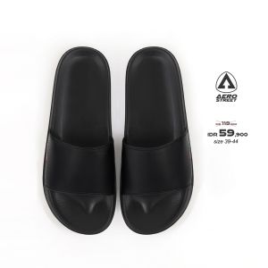 Aerostreet 39-44 Axel Hitam Hitam - Sandal Selop Pria Wanita BAAAA
