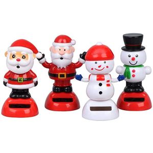 SEJUE4373 รถจัดแต่งทรงผม อุปกรณ์ตกแต่งภายใน ตุ๊กตาเขย่าหัว พลังงานแสงอาทิตย์ นักเต้นหัวกลม ตกแต่งรถ ซานตาคลอส ตุ๊กตาหิมะคริสต์มาส ของเล่น Bobble แกว่ง ตุ๊กตาเต้นรำพลังงานแสงอาทิตย์