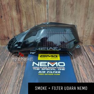 PAKET 1 SET TUTUP HAWA + FILTER UDARA NEMO VARIO 125 150 OLD / LED / NEW 2012 - 2024 TRANSPARAN SMOKE CLEAR