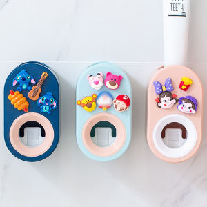 2Pcs Toothpaste Squeezer Lazy Cartoon Punch-free Wall-mounted Automatic Toothpaste Squeezing Artifact Toiletries