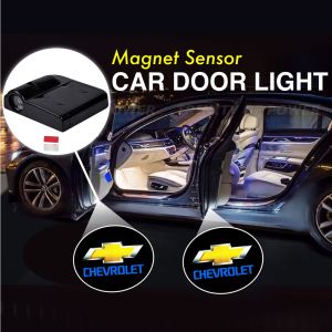 (CHEVROLET) 2PCS Magnet Sensor Welcome Light Car Logo Door Light Blazer Captiva Groove Tracker Colorado Orlando