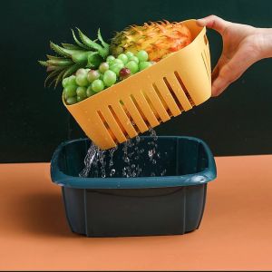 Double Basket Drain Layer with Lid Food Storage Fridge Refrigerator BPA Free Kotak Simpanan Makanan Lapis Air