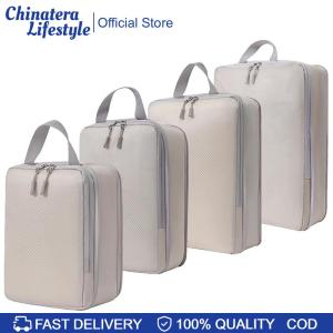 4 Set Lightweight Compression Packing Cubes Expandable Travel Packing Organizer for Organizing Clothes