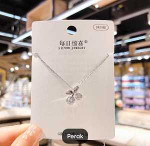 Kalung Cherry Rantai Silver Titanium Anti Karat Selamanya / Kalung Perempuan / Kalung Wanita Elegan