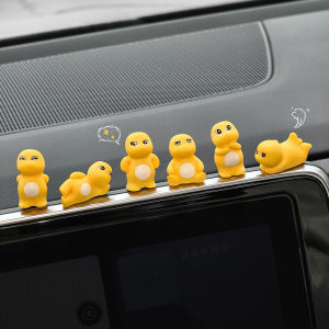 6Pcs Milk Dragon Car Accessories Cartoon Car Center Console Decoration Office Desk Computer Screen Decoration Doll Gift