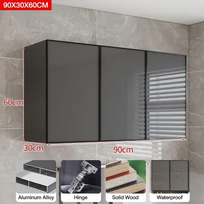 IronRoot Aluminum Wall Mounted Cabinet Glass Door Hanging Cabinet for Kitchen Storage Spice Rack Organizer