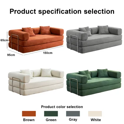 DreaME Furniture Folding Sofa Bed 4in1 Convertible Sofas with Pillow Back Support Armrest Comfy Foldable Sofa Bed Compressed Sofa in Box Corduroy Fabric for Living Room Bedroom