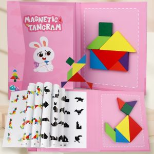 NIKO Magnetic Geometric Tangram Early Educational Toys Jigsaw Puzzle Wooden Toy Montessori Toys Board Game For Kids Gifts