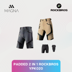 Celana Pendek Olahraga Rockbros YPK020 Padded 2 In 1 Bawahan Olah Raga Sepeda Lari Running Training Trening Fitness Gym