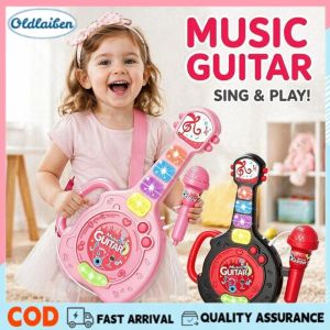 Oldlaiben Kids Musical Guitar Microphone Toy Light Sound Singing Play Instrument Gift For Boys Girls