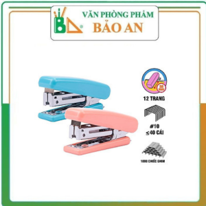 Dập ghim học sinh mini 10 Deli 12 trang Xanh Hồng - 1 cái E0222