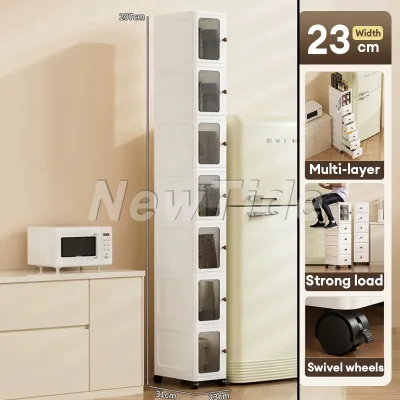 NewTide 3-7 Layer Gap Storage Cabinet With Wheel Waterproof Kitchen Slim Storage Cabinet Bathroom Durabox