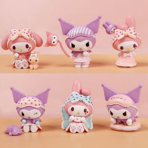 Bộ 6 Mô Hình Melody Kuromi Sanrio Nhân Vật Hoạt Hình Yêu Thích Mô Hình Cao 7cm Bộ Sưu Tập Yêu Thích