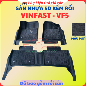 Thảm sàn nhựa 5D SẴN RỐI Tràn Viền - TL Xe Vinfast VF5/Herio Green NHỰA TPE không mùi chuẩn khít form xe