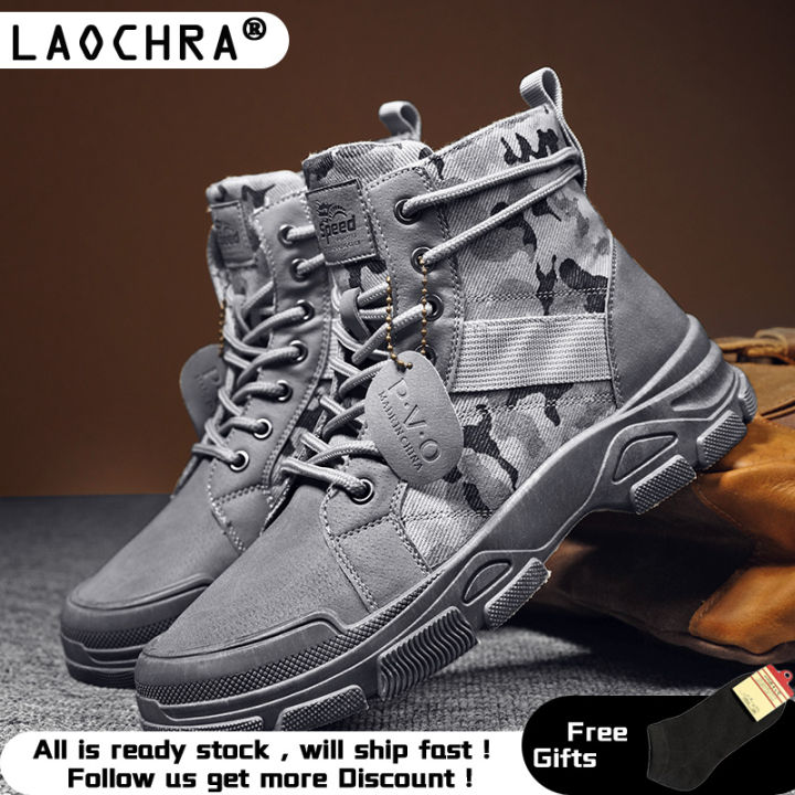 Laochra Men Boots Luxury Brand Designer Martin Boots Men 2021 Fashion  High-top Combat Boots Camouflage Desert Training Boots Lazada PH