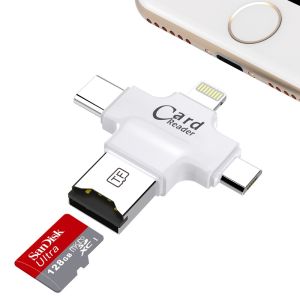 Đầu đọc thẻ đa năng 4 in 1 OTG USB TYPE - C IOS - Đầu đọc thẻ nhớ dùng cho điện thoại android ios và máy tính chất lượng cao