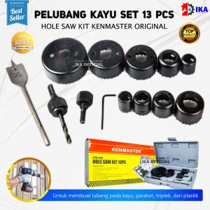 Hole Saw Kit 13 pcs Kenmaster Mata Bor Kayu - Pelubang Pipa KENMASTER Hole Saw Kit Holesaw Set 13 pcs Mata Bor Pelubang Kayu PVC