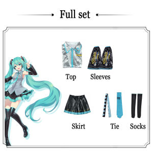 Anime Hatsune Miku Cosplay Costume School JK Uniform Suit Sailor Dress Halloween Full Set Pleated Skirt For Women Girls