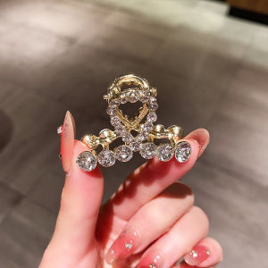 High-end Pearl Rhinestone Small Size Hair Grabber Summer Women Simple Metal Side Clip Back Head Half-tied Cross Hair Clips