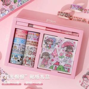 {SG Local} Birthday & Festival Day Gift Box DIY Decoration 10 Washi Tapes 10 Stickers & 1 Knife
