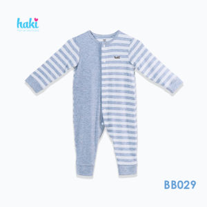 Bộ body kẻ dài tay cài giữa phối nửa thân cho bé sơ sinh - 1 tuổi HAKI BB029 (2.5-10kg) + Set áo liền quần chất liệu cao cấp xuất khẩu Canada siêu mềm mịn bodysuit cho bé trai bé gái baby bodysuit bamboo fabric