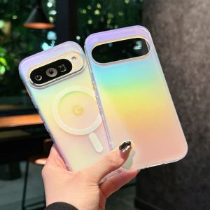 Laser Gradient For Magsafe Magnetic Silicon Case For Google Pixel 10 9 Pro XL 10 9 Pro 9A Wireless Charge Colorful Frosted Cover