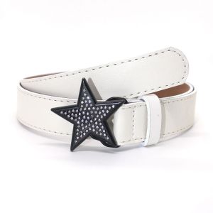 OMQAIO Personality Punk Rhinestone Jeans Dress Decorative Accessories PU Leather Retro Y2k Waist Strap Star Buckle Belt Corset Belt Adjustable Waistband Women Waist Belt