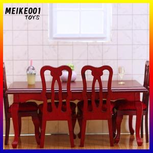 MEIKE001 1 Piece DIY Accessories Miniatures Wooden Retro Simulation Dining Table Chair 1:12 Dollhouse Furniture Toy
