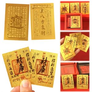 TAQ57 Good Wish Lucky Little Gold Card Sticker God of Wealth Feng Shui Gold Foil Mobile Phone Sticker Propitious Chinese Style Blessing Good Luck Card Sticker Phone Decoration