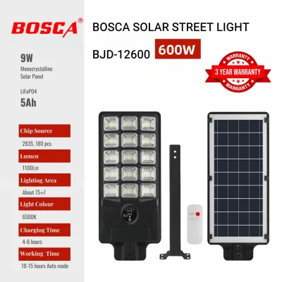 BOSCA 600W 3 Year Warranty Outdoor LED Solar Street Light With Remote Control BJD-12600
