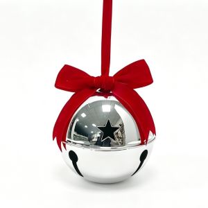 PARKOUR Iron Christmas Bell Pendant Jingle Bells Velvet Bow Xmas Tree Hanging Bells Shiny Vintage Christmas Scene Pendant Christmas Tree