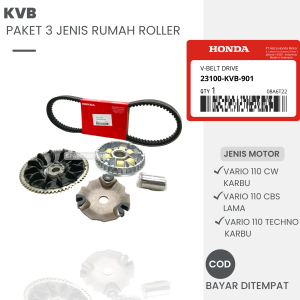 (KVB) PAKET 3 JENIS RUMAH ROLLER ASSY + KIPAS + VANBELT VARIO 110 CW KARBU VARIO 110 CBS LAMA/ KVB