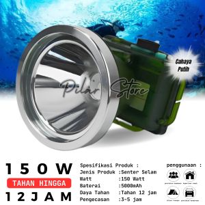 Senter Kepala 150 watt LED KISEKI CK-X7 Headlamp Diving Super Terang Cahaya Putih Outdoor Headlight Tahan 12Jam