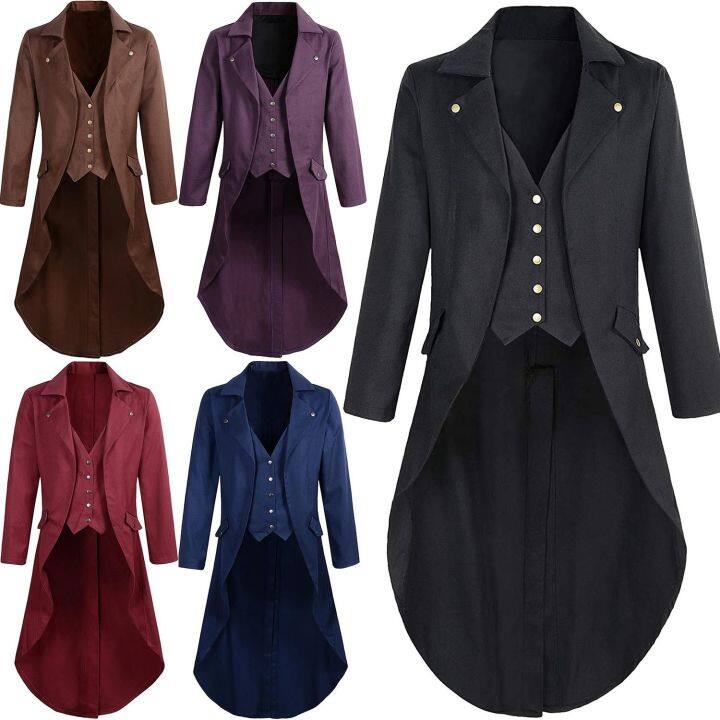 Men's gothic tail coat black steampunk vacations to Victorian coat ...