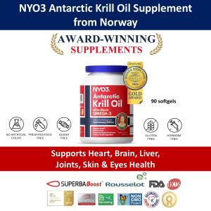 Official Distributor- NYO3 Antarctic Krill Oil Supplement from Norway. Supports Heart Brain Liver Joints Skin & Eye Health