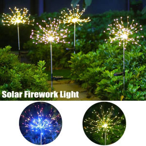 Waterproof Solar Fireworks Lights LED Warm White Color Outdoor Garden Lawn Fence Corridor Passage Christmas Day Decoration String Lights Fairy Lights Fairy Lights