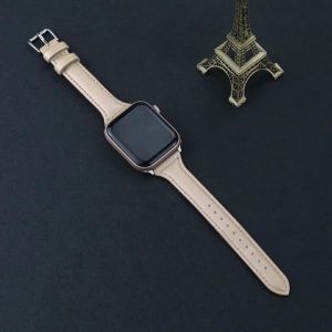 Leather Strap for Apple Watch Ultra 49mm 45mm 41mm 38mm 42mm 44mm 40mm Men Women Slim iWatch Genuine Leather Band for Apple Watch Serie 9 8 7 6 5 4 3 2 1 Series SE SE2