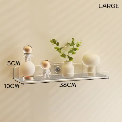 Premium Acrylic Wall Shelf Adhesive Display Shelf Wall Bracket Wall Mounted Rack No-Drill Needed Wall Racking