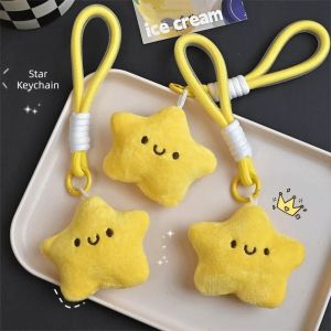MING1996 Friendship Squeezing Keychain Smile Cartoon Star Pendant with Lanyard Pentagram Bag Hanging Plush Star Keychain Bag Decor