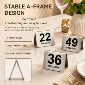 Stainless Steel Table Number Cards Double-Sided Set 1–50