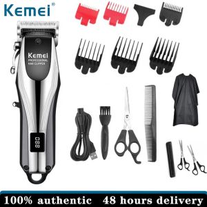 Kemei KM-2619 Professional Cordless Hair Clipper Rechargeable Men Hair Trimmer Adjustable Cutting Lever Barber Shop LCD Display