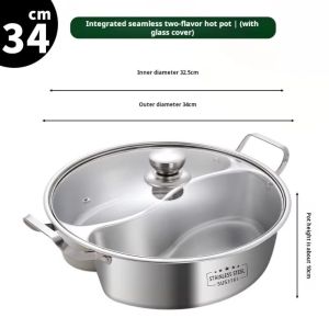ANANAA Thép không gỉ 316 Lẩu chia đôi Trung Quốc 32/34cm Nồi nấu Tương thích Hương vị kép Lẩu Súp Bếp cảm ứng