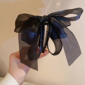 Female Banana Clip Fabric Streamer Hair Claw Ribbon Bow Hairpin Korean Ponytail Hair Clip Hair Pins Fashion Girl Hair Accessories