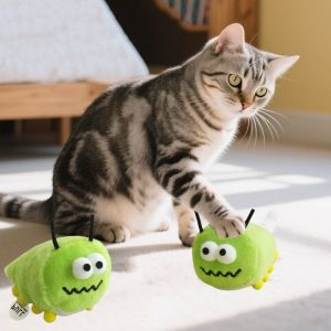 YAZHE 2Pcs Soft Cat Worms Mint Toys Interactive Bite-Resistant Cat Plush Toys Cute Chewing Cat Toys for Pets