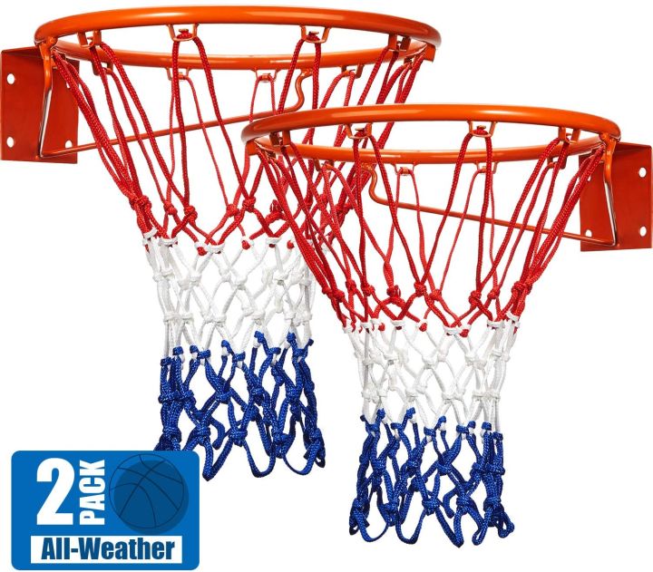 2 Pieces Heavy Duty Basketball Net Replacement All Weather Basketball Nets Standard Indoor or