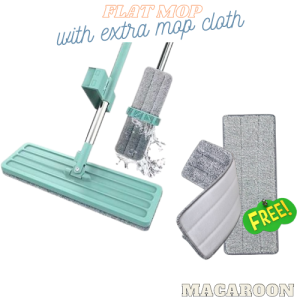 MACAROON PH Microfiber Floor Mop Reusable Kitchen Mop 360 Degree | With Extra 2pcs Cloth Mop