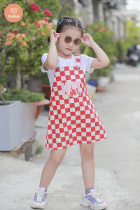 Yếm Caro Màu Đỏ Tamiuy Đính Chữ Hot  Dành Cho Mùa Hè