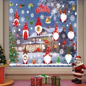 DECAL NOEL – Hít Tĩnh Điện Dán Kính Nhiều Ông Già Noel 05 In Sắc Nét- JC-A73 (35*50cm*2)